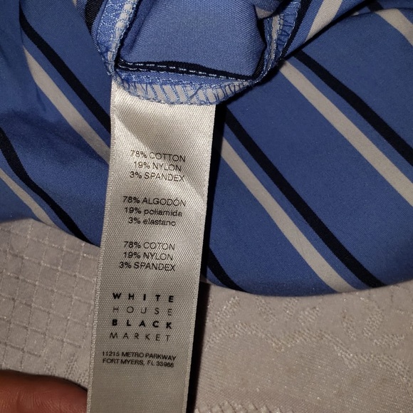 🧩White House Black Market Blue Striped V-Neck Top - Picture 5 of 7